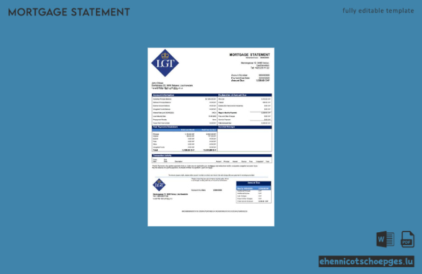 Liechtenstein LGT Bank Hypothekenabrechnung Word- und PDF-Beispielvorschau